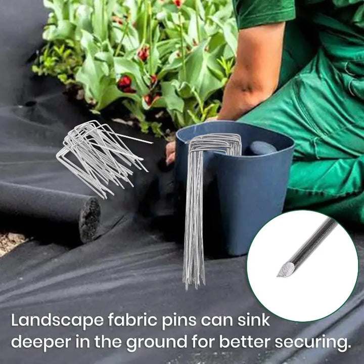 U-type Garden Staples Fence Tubing Stakes Sod Pins Galvanized Steel Landscape Spike for Holding Lawns Hoses Barrier Ground Nail