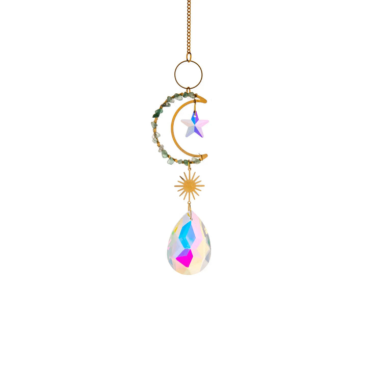 Moon Suncatcher Crystal Prism Sun Catcher Rainbow Maker Hanging Garden Decoration Moon Dream Catcher Window Decors 2024 New In