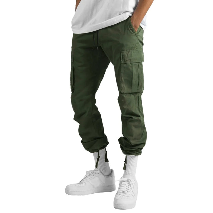2025 New style men's casual overalls, comfortable cotton fashion multi-pocket streamer pants outdoor sports pants