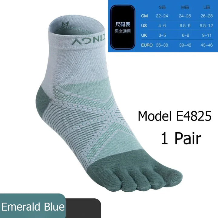 AONIJIE Sports Run Low Cut Athletic Five Toe Socks Quarter Toesocks For Running Marathon Race Trail