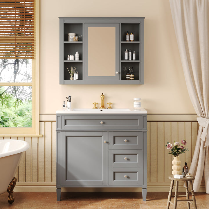 36'' Bathroom Vanity with Top Sink, Modern Bathroom Storage Cabinet