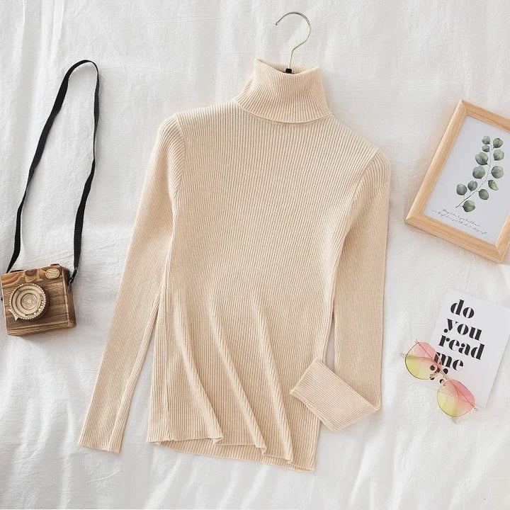 2025 Women Turtleneck Sweater Knitted Soft Pullovers Cashmere Jumpers Basic Solid Soft Sweaters Women Autumn Winter Casual Top