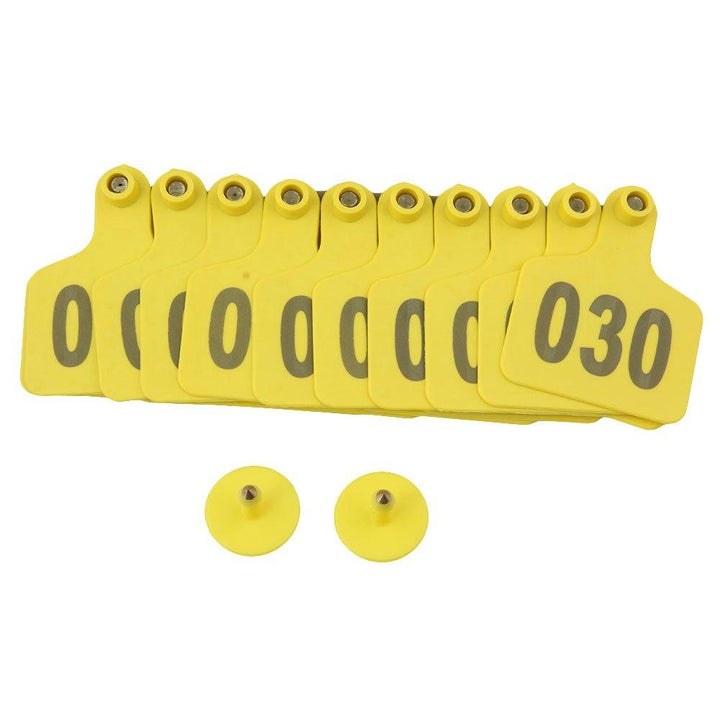 1-100 Cattle Number Ear Tag 6x7cm Set -Medium Yellow Cow Sheep