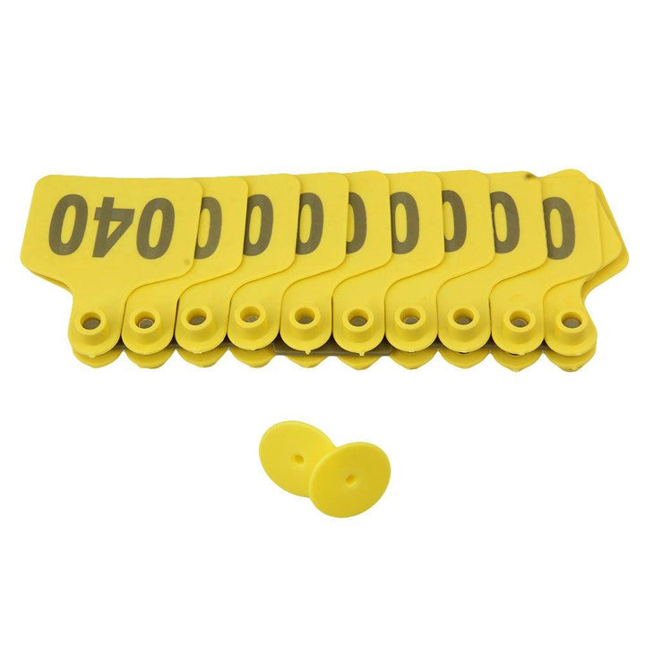 1-100 Cattle Number Ear Tag 6x7cm Set -Medium Yellow Cow Sheep
