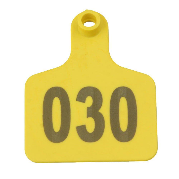 1-100 Cattle Number Ear Tag 6x7cm Set -Medium Yellow Cow Sheep