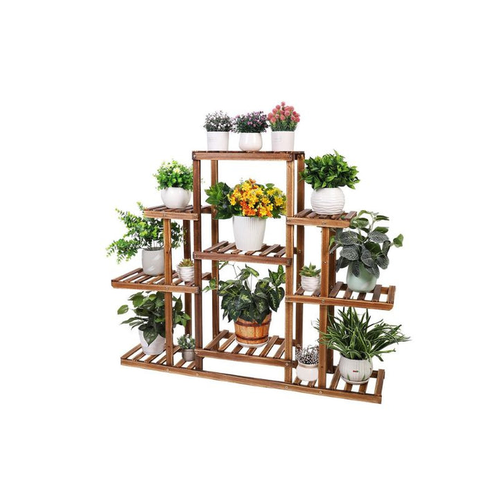 Indoor 9 Tier Wooden Plant Home Decor Stand