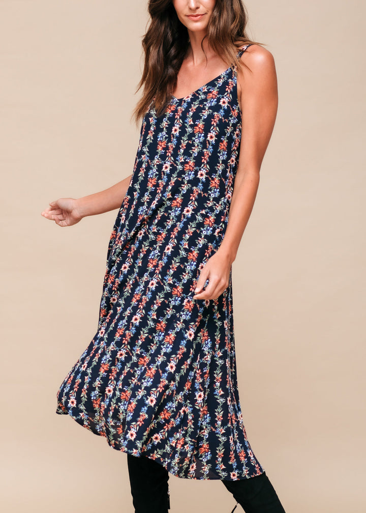 Floral V-Neck Sleeveless Maxi Dress