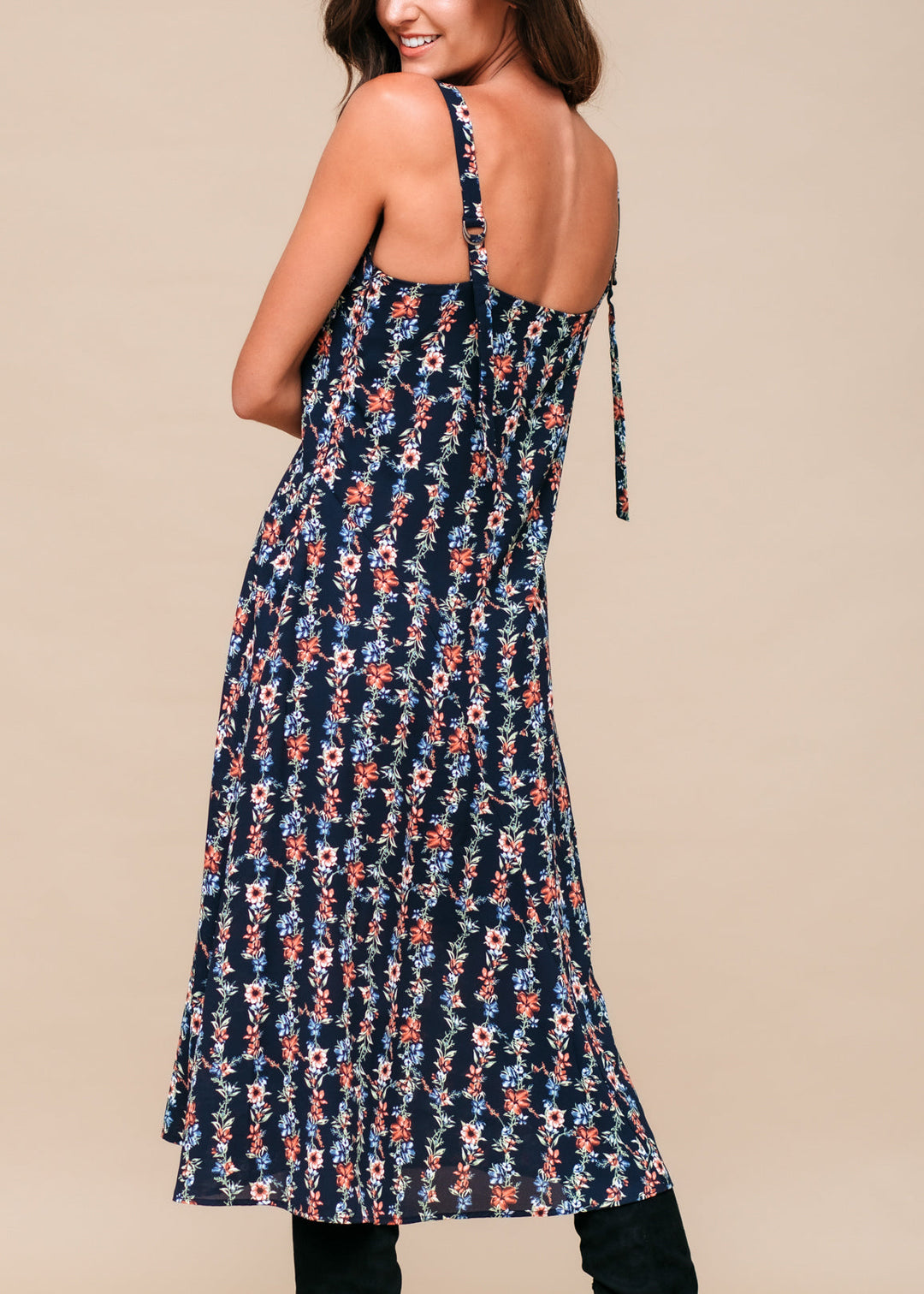 Floral V-Neck Sleeveless Maxi Dress