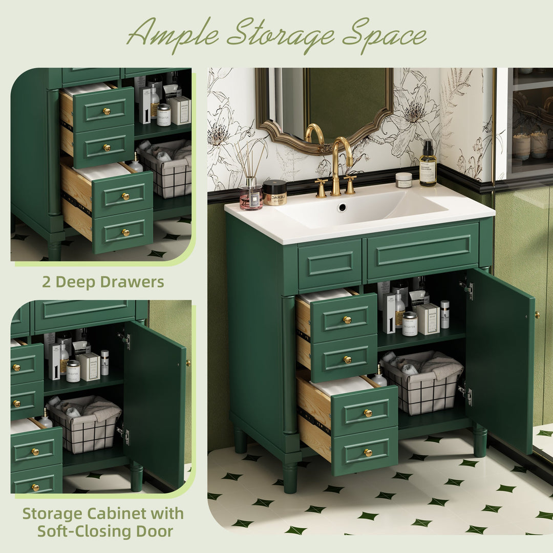30' Bathroom Vanity with Sink, Freestanding Bathroom Storage Vanity