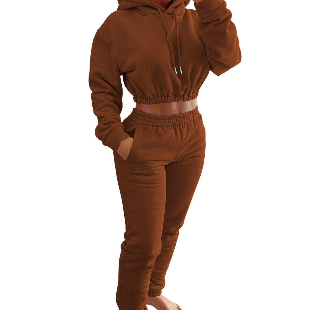 Women's Spring And Winter Plush Sports Casual Suit Hoodie+Jogging Pant