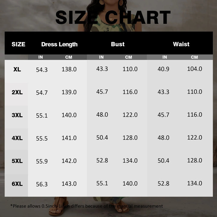 Plus Size Sleeveless Maxi Dress Camouflage Leopard Print Casual Loose Fit Summer Beach Long Dress