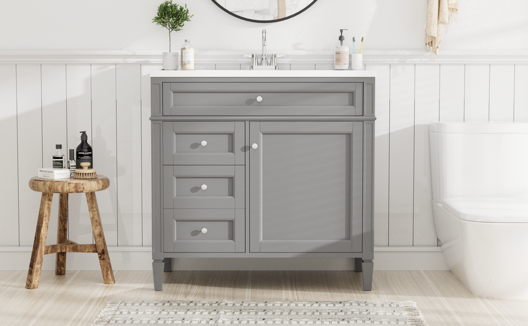 36'' Bathroom Vanity with Top Sink, Modern Bathroom Storage Cabinet