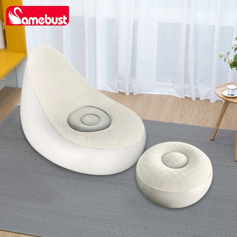 Camebust Inflatable Sofa-Flocking Surface High Quailty PVC Footstool Rapid Inflation Lazy Lounge