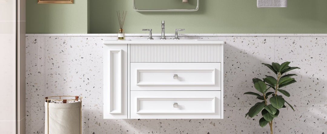 30'' Wall Mounted Bathroom Vanity, Floating Bathroom Storage Cabinet