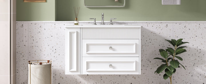 30'' Wall Mounted Bathroom Vanity, Floating Bathroom Storage Cabinet