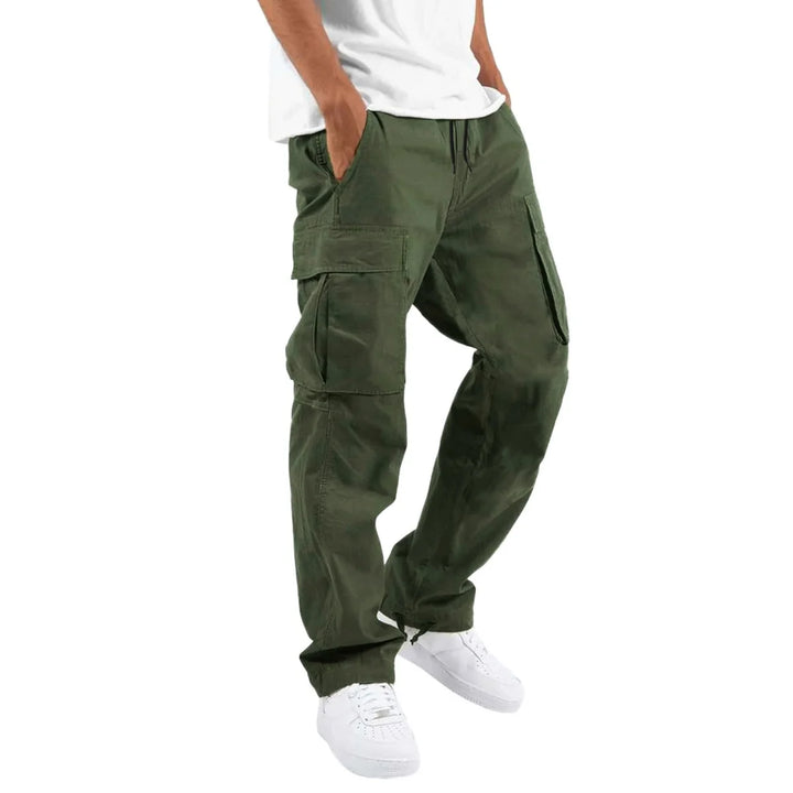 2025 New style men's casual overalls, comfortable cotton fashion multi-pocket streamer pants outdoor sports pants