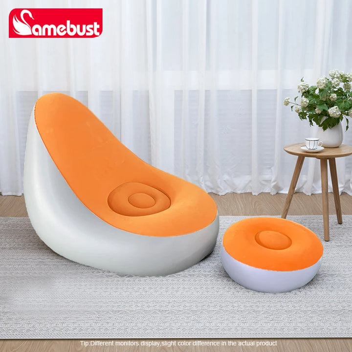 Camebust Inflatable Sofa-Flocking Surface High Quailty PVC Footstool Rapid Inflation Lazy Lounge