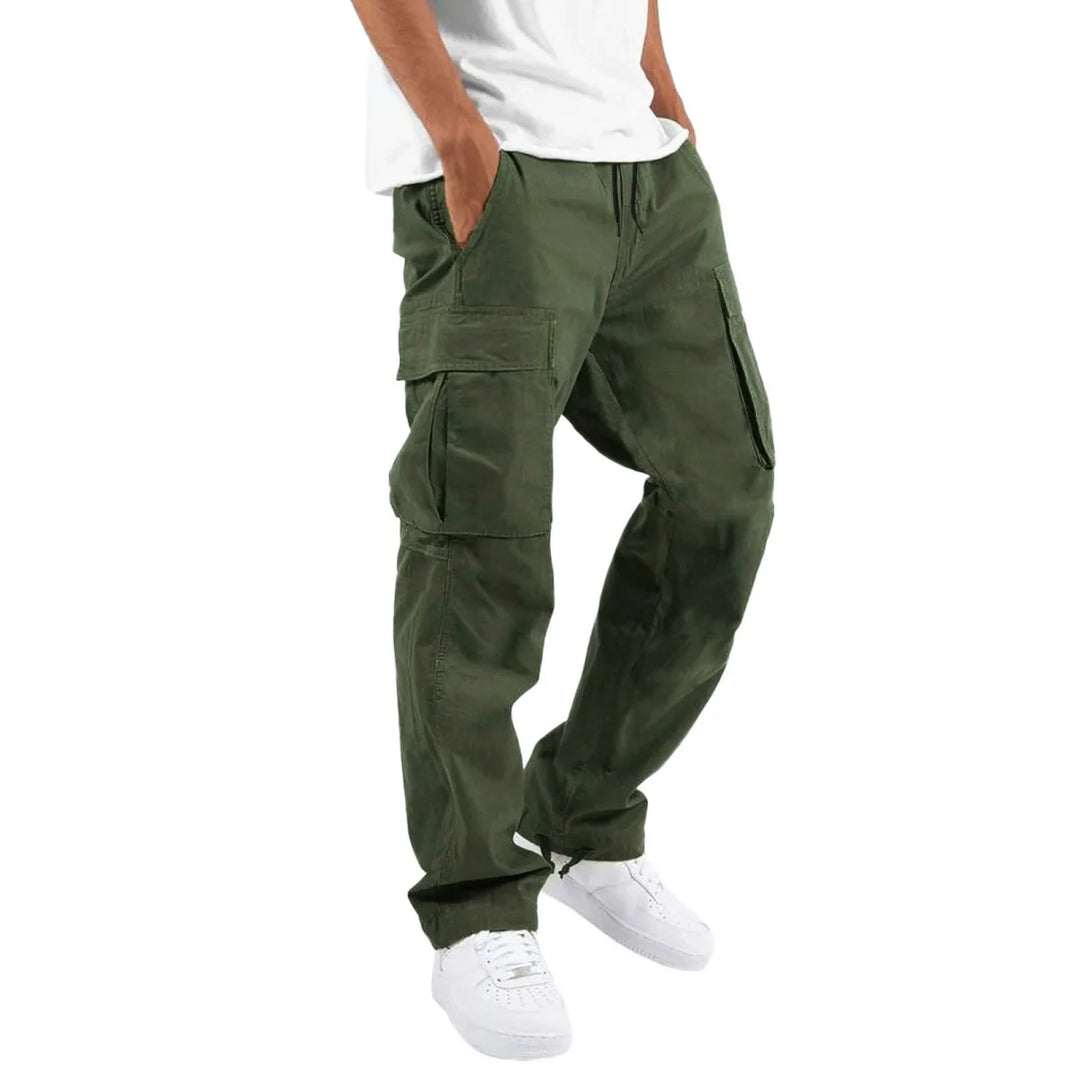2025 New style men's casual overalls, comfortable cotton fashion multi-pocket streamer pants outdoor sports pants