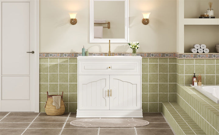 36' Luxurious Bathroom Vanity with Ceramic Sink, Bathroom Vanities