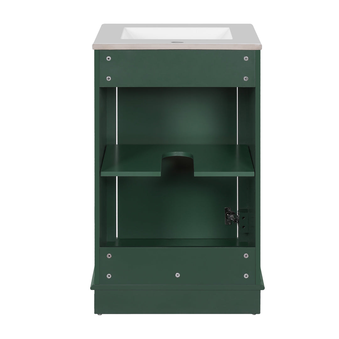 20-inch Bathroom Vanity with Ceramic Sink, Freestanding Single Vanity