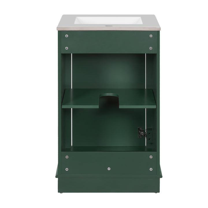20-inch Bathroom Vanity with Ceramic Sink, Freestanding Single Vanity