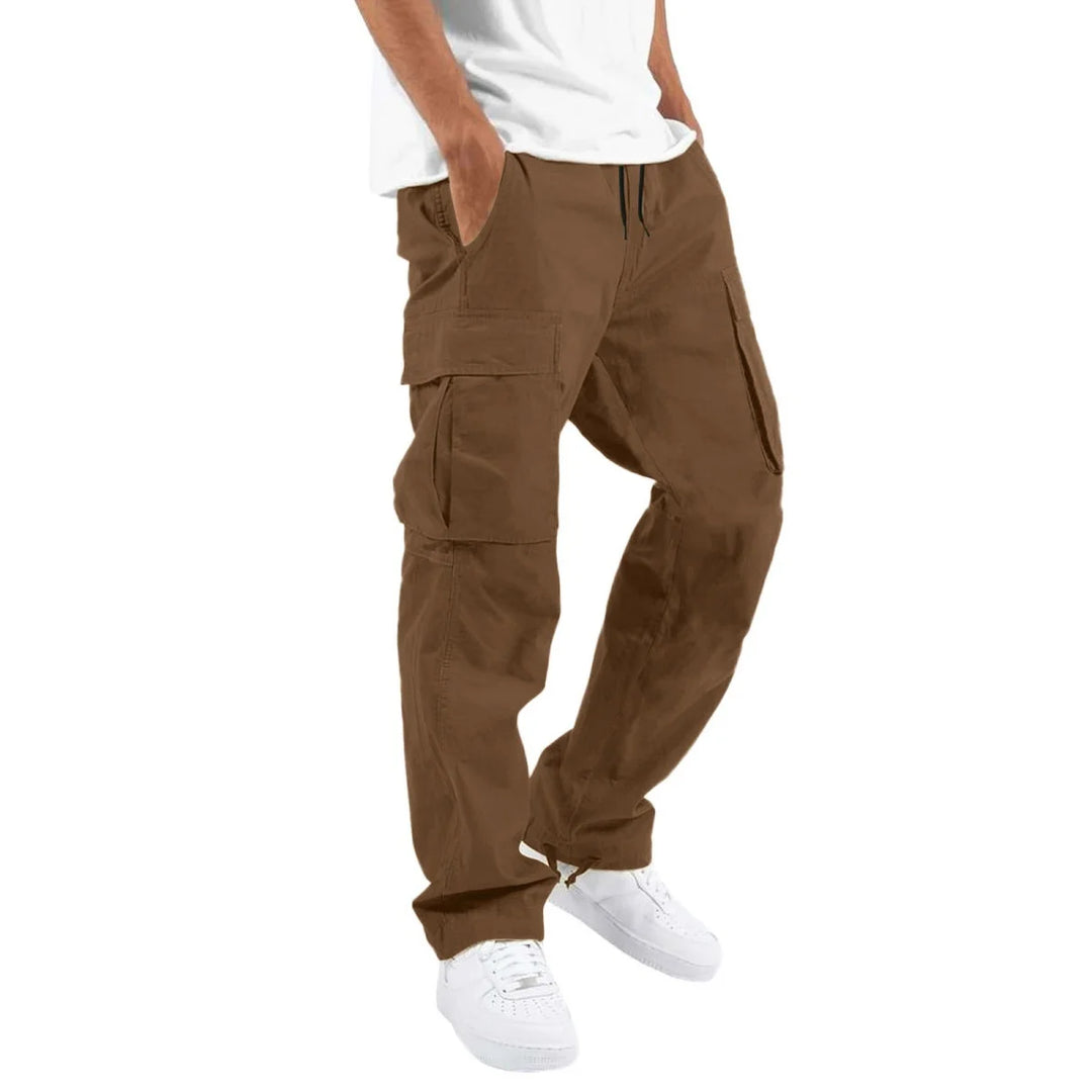 2025 New style men's casual overalls, comfortable cotton fashion multi-pocket streamer pants outdoor sports pants