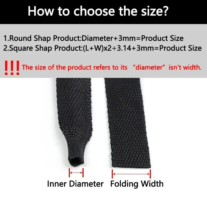 1~50m New Braided Cable Sleeve PET Heat Shrink Tube Insulation Flam Retardant Shrinkable Wrap Sheath Wire Organizer Protection