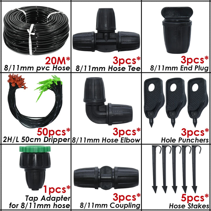 KESLA Garden 2L/H Drip Irrigation Watering Saving System Kit Drop by Drop Drippers 3/5mm Hose for Plant Potted Bonsai Vegetables