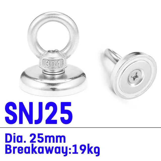 27 Strong Magnet Pot Fishing Magnet Deep Sea Salvage Magnetic Hook Permanent Neodymium NdFeB Magnetic Fishing Tool with Rope