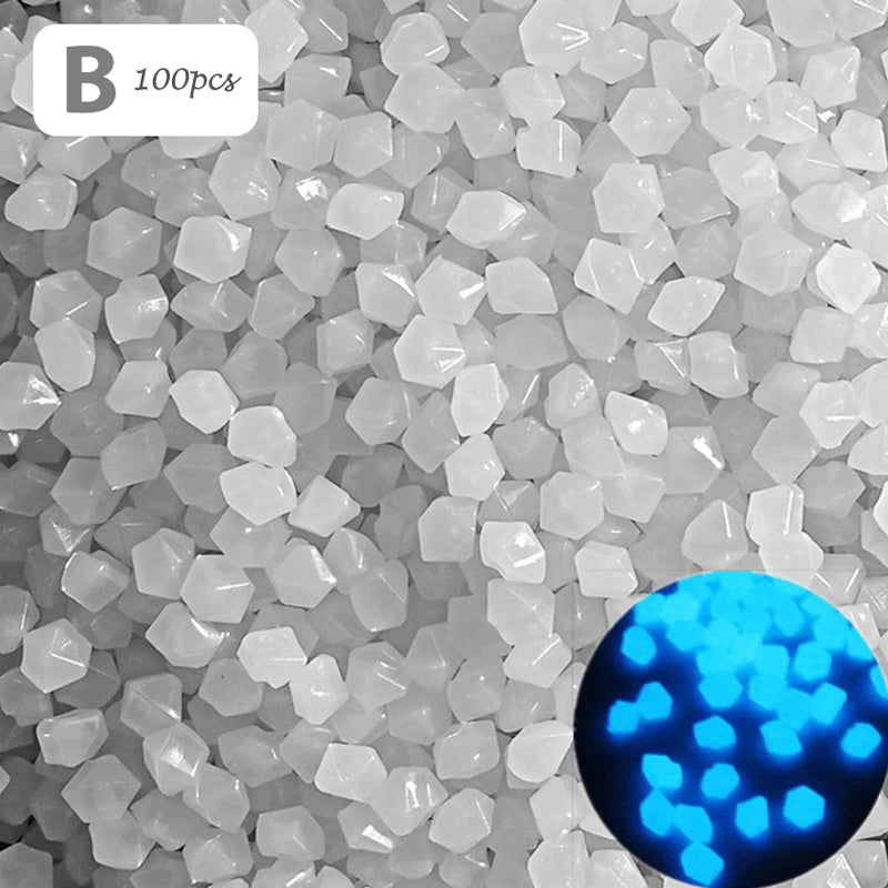 100 Pcs/Bag Luminous Stones Home Garden Aquarium Landscaping Glow in the Dark Pebbles Artificial Fluorescent Plastic Gravel