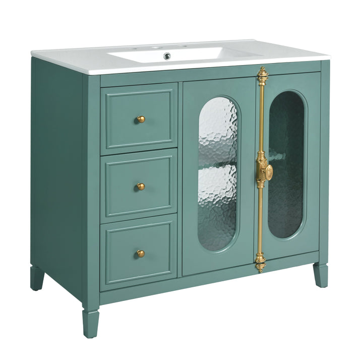 36-inch Bathroom Vanity with 2 Soft Close Doors, Solid Wood Frame