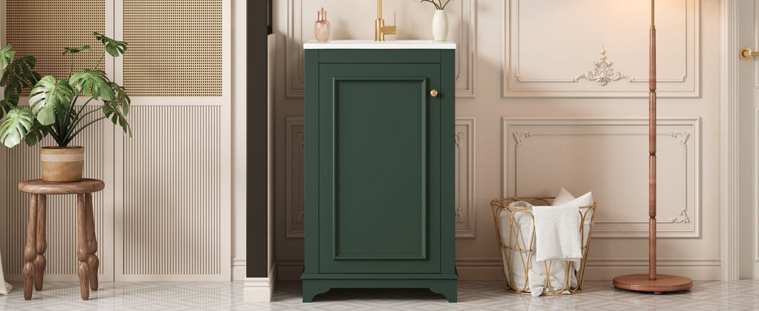 20-inch Bathroom Vanity with Ceramic Sink, Freestanding Single Vanity