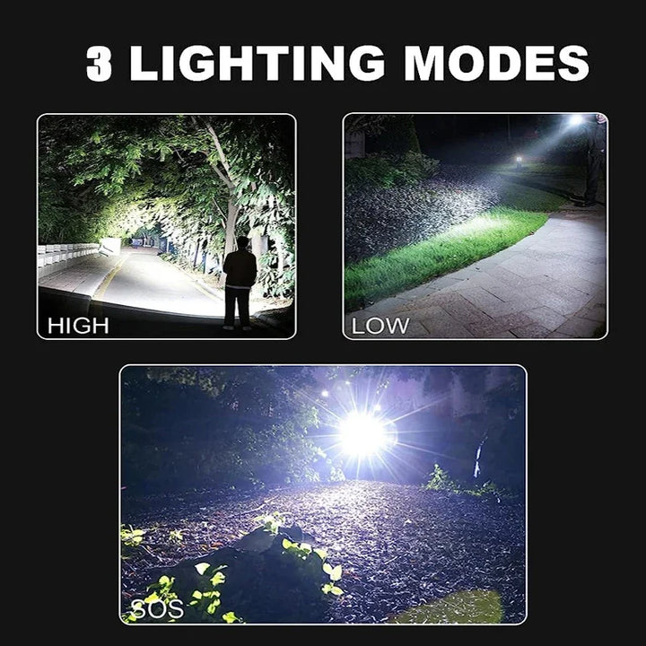 High-power Bright LED Flashlight USB Charging Telescopic Zoom Long-distance Lighting Tactical Lantern Camping Outdoor Torch