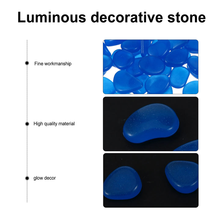 100 Pcs Luminous Stones Pebbles Rocks for Fish Tank Aquarium Succulents Pot Decor Glow Dark Polystyrene Resin Garden Pathway