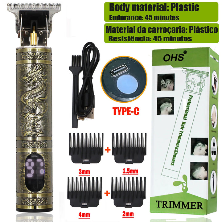 Vintage USB Fast Charging Cordless Hair Clipper Trimmer Portable Electric Shaver Professional Barber Hair Cutting Machine
