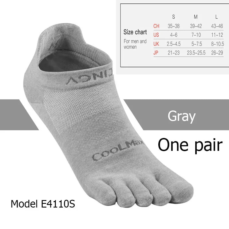 AONIJIE Sports Run Low Cut Athletic Five Toe Socks Quarter Toesocks For Running Marathon Race Trail