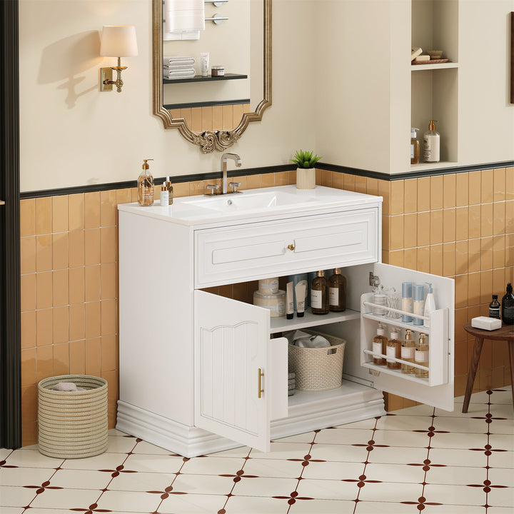 36' Luxurious Bathroom Vanity with Ceramic Sink, Bathroom Vanities