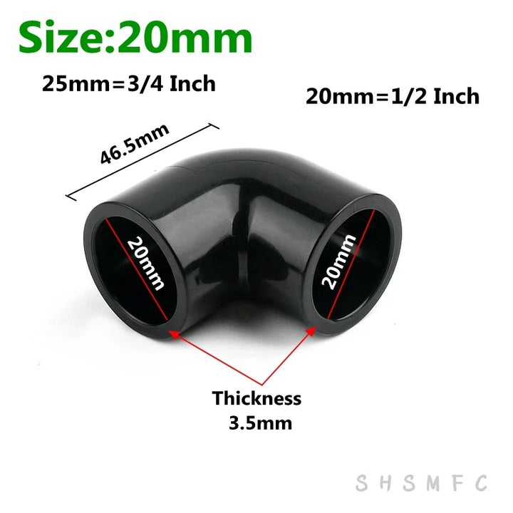 2~20PCS 20,25mm Thicken Black UPVC Connectors Aquarium Accessories Fish Tank Joints Garden Irrigation Fittings Water Pipe Joint