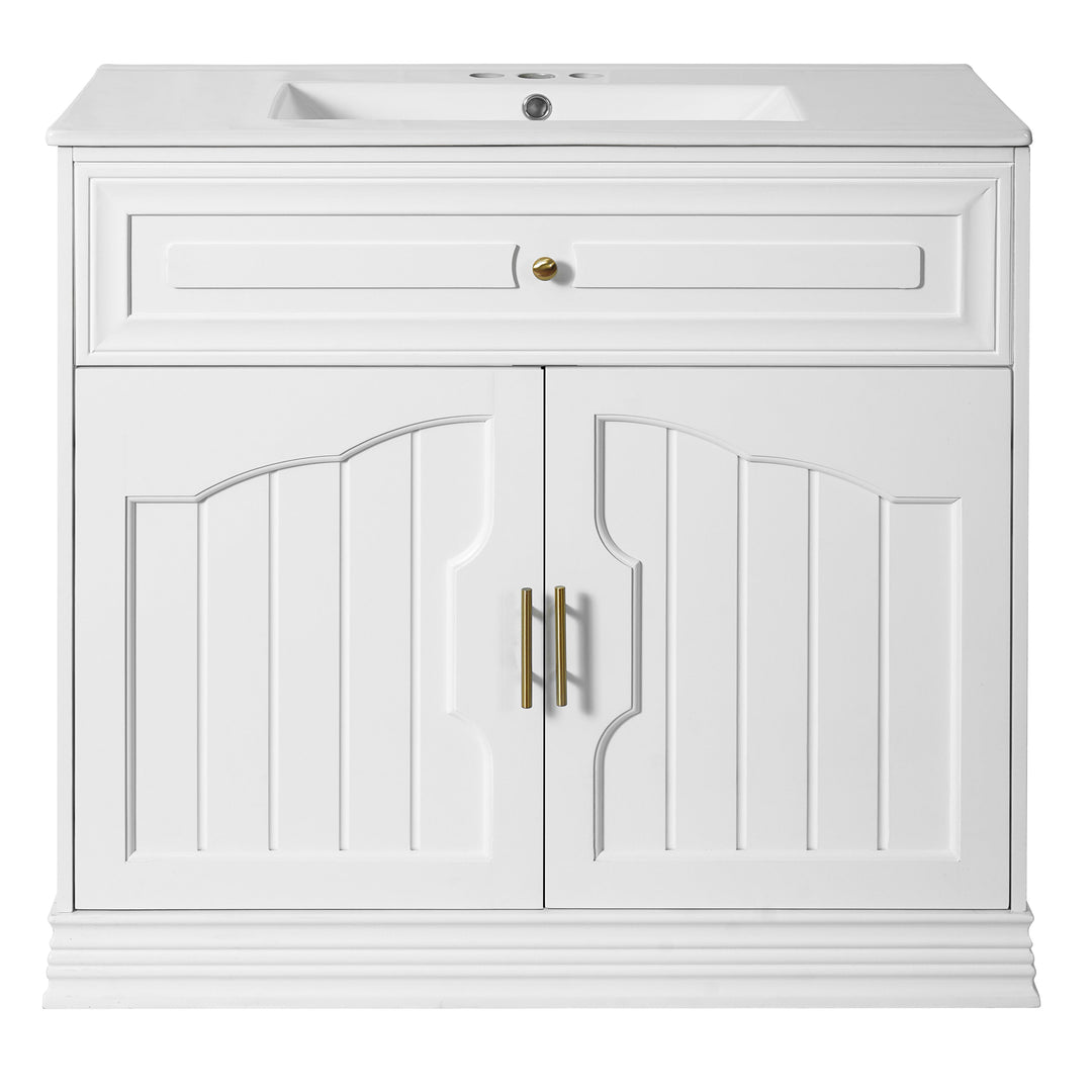 36' Luxurious Bathroom Vanity with Ceramic Sink, Bathroom Vanities