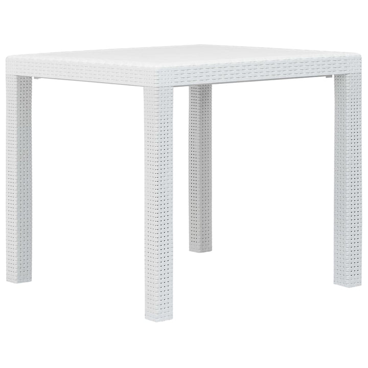 Garden Table White 31.1"x31.1"x28.3" Plastic Rattan Look