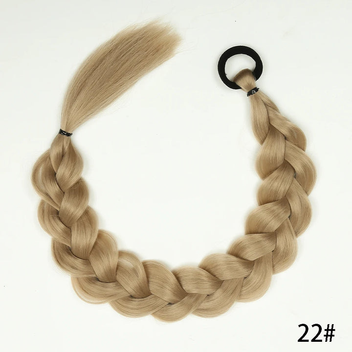 Synthetic Braided Long Ponytail Extensions With Elastic Band 24 34 Inch Blonde Braids Pony Tail Hair Accessories For Party Daily