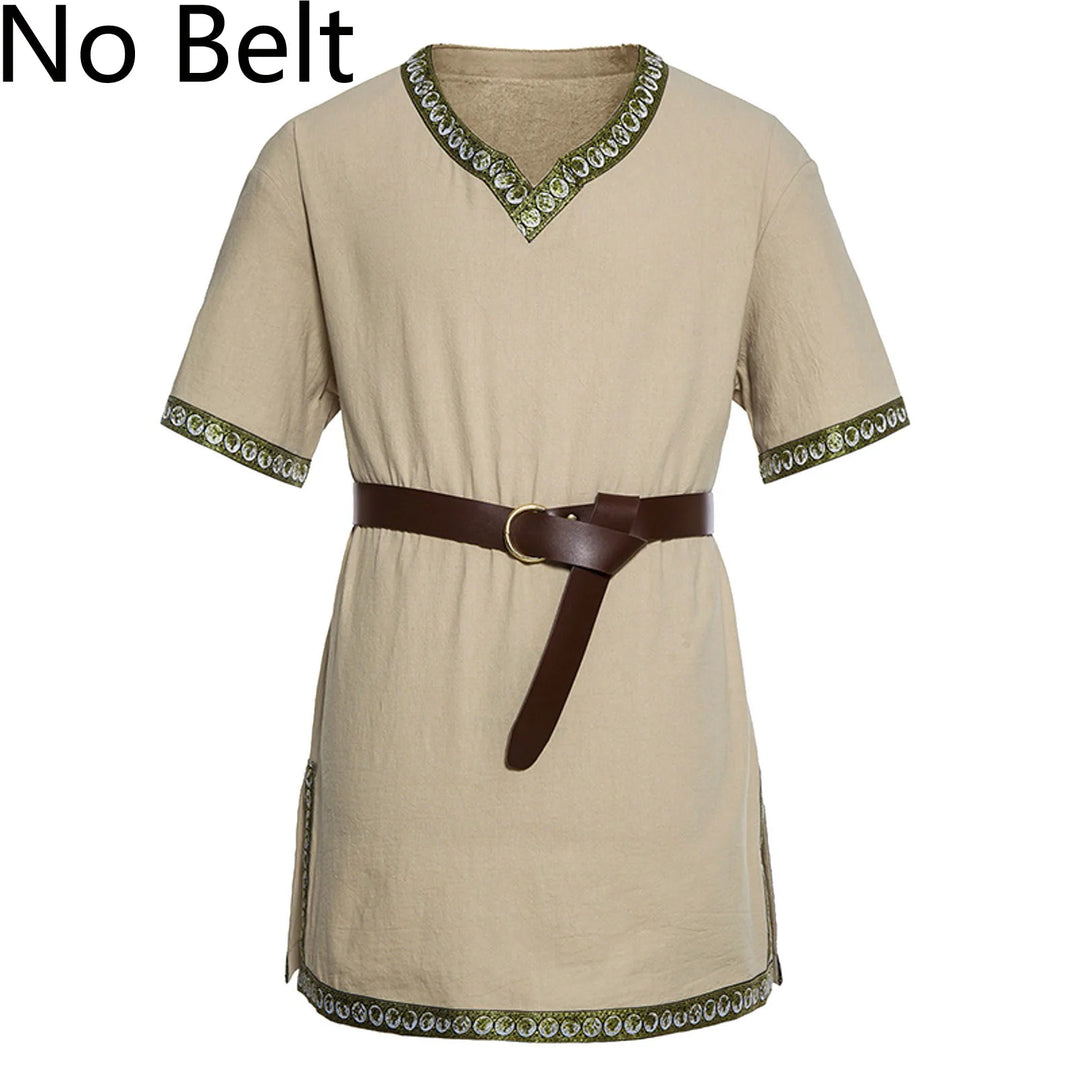 Warrior Men's Shirt Top Vintage Viking Men's Summer Short Sleeve Gothic Shirt Renaissance Pirate Costume Shirt Medieval Tunic