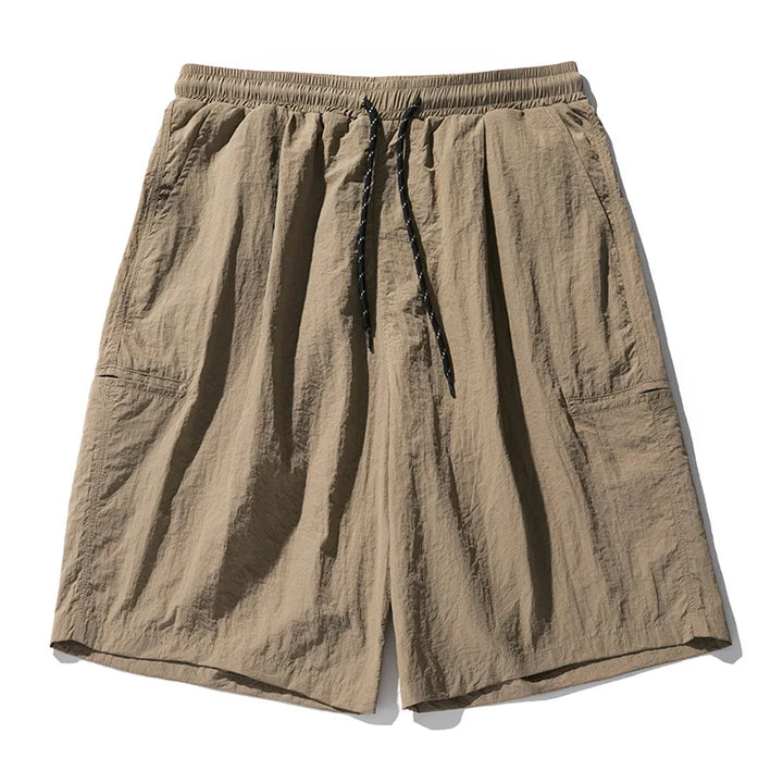 Slightly wrinkled cargo shorts thin side open pockets outdoor casual cropped streetwear pants men clothing