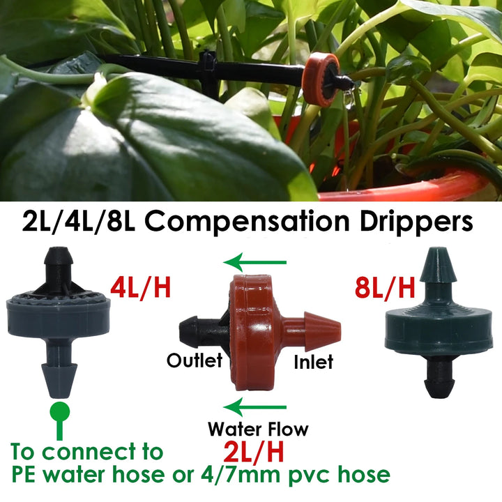 KESLA Garden 2L/H Drip Irrigation Watering Saving System Kit Drop by Drop Drippers 3/5mm Hose for Plant Potted Bonsai Vegetables