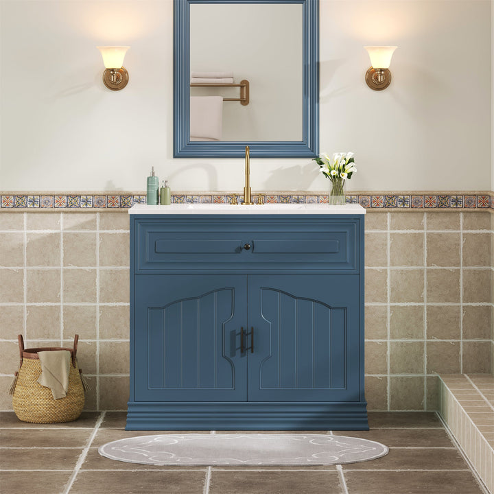 36' Luxurious Bathroom Vanity with Ceramic Sink, Bathroom Vanities