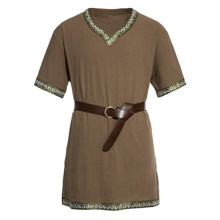 Warrior Men's Shirt Top Vintage Viking Men's Summer Short Sleeve Gothic Shirt Renaissance Pirate Costume Shirt Medieval Tunic