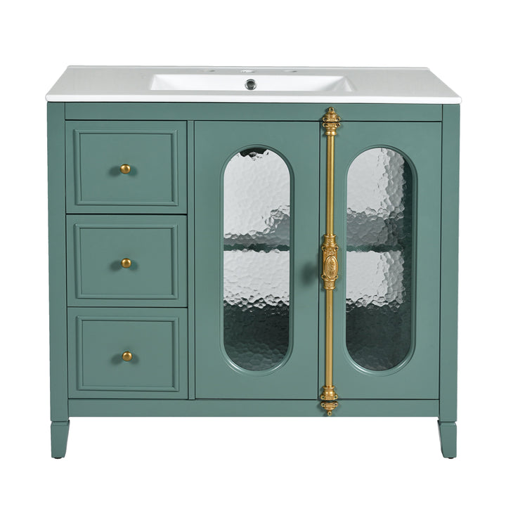 36-inch Bathroom Vanity with 2 Soft Close Doors, Solid Wood Frame