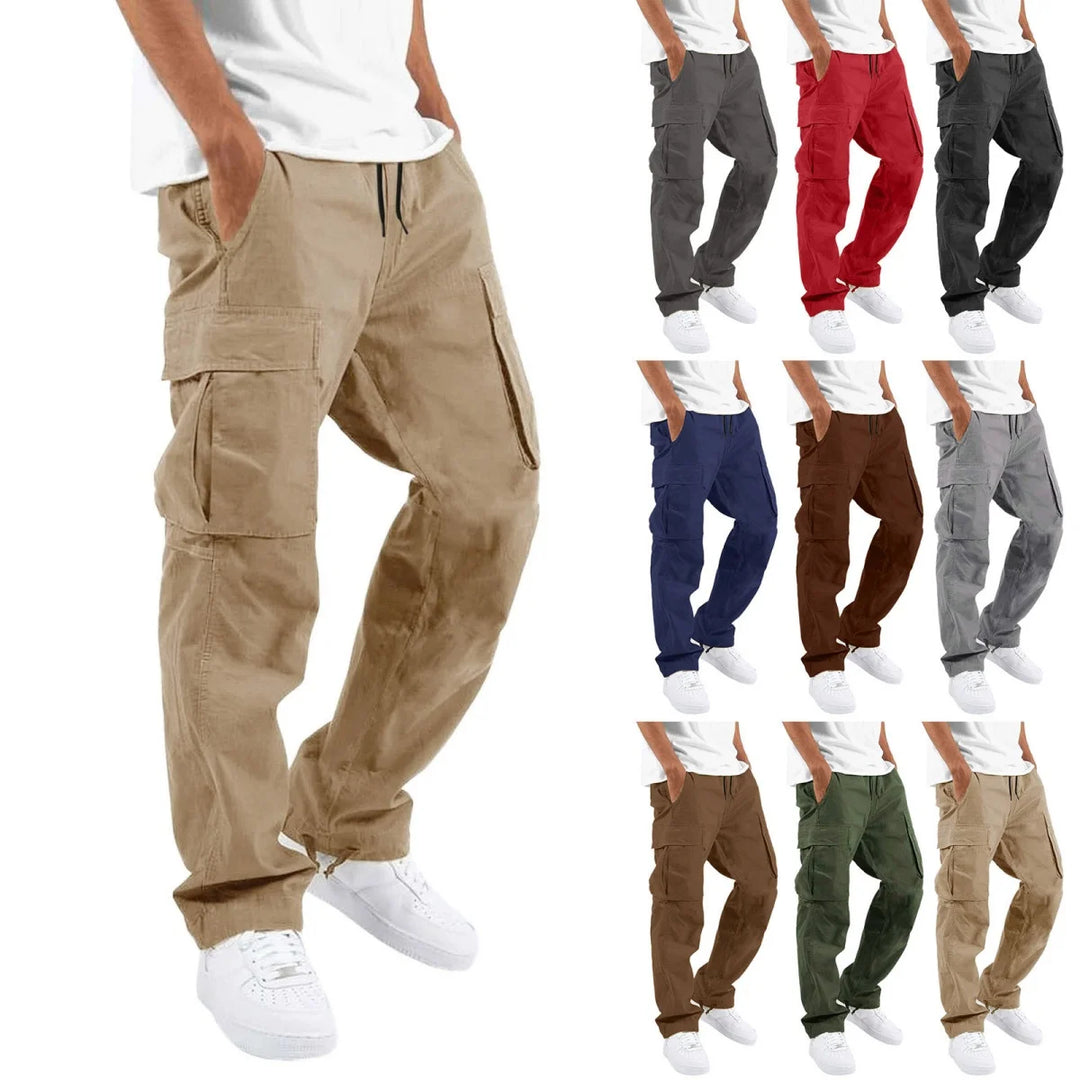 2025 New style men's casual overalls, comfortable cotton fashion multi-pocket streamer pants outdoor sports pants