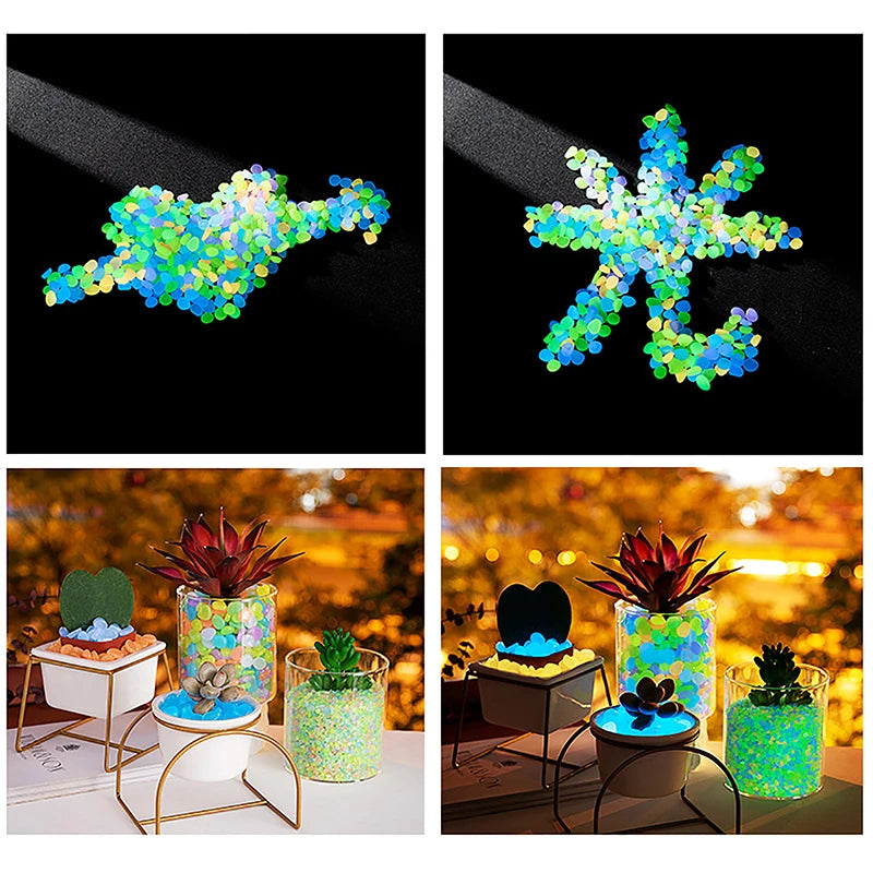 100Pcs Garden Decor Luminous Stones Glow In The Dark Decorative Pebbles Outdoor Fish Tank Decoration Aquarium Accessories