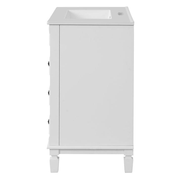 30' Bathroom Vanity with Ceramic Sink, Small Bathroom Sink Cabinet,